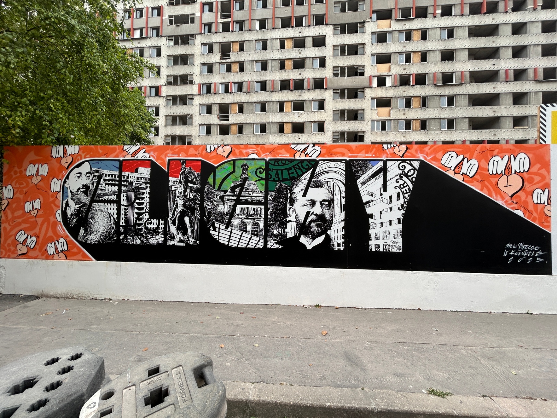 Skyline de Clichy — fresque typographique CLICHY en noir et orange