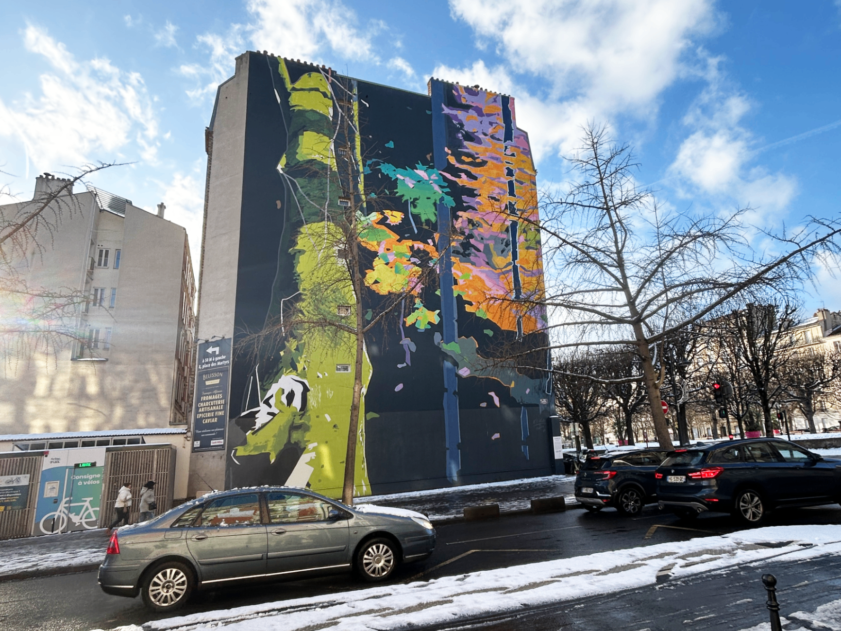 Vue d'ensemble de la fresque monumentale Art in Nature à Clichy