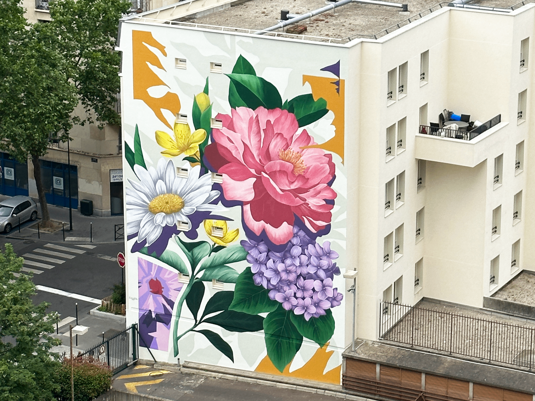 Flowers are born — détail de la fresque achevée